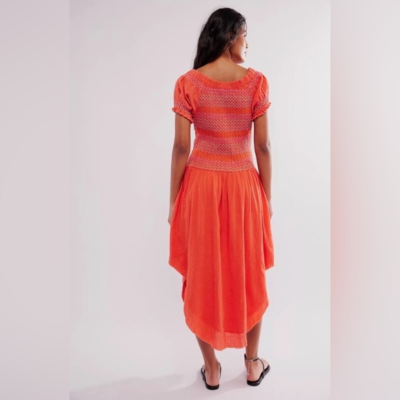 Free People Catch Me Midi Dress Size Small Off Shoulder Fitted Drop Waist Midi - Picture 4 of 6